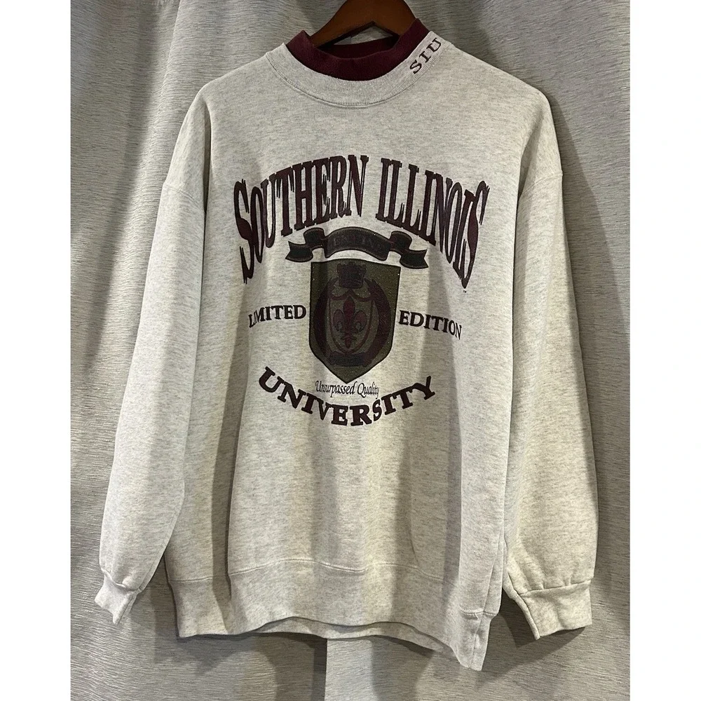 VTG 90s Southern Illinois‎ University Sweatshirt HUGE SPELLOUT LOGO Mens Size L